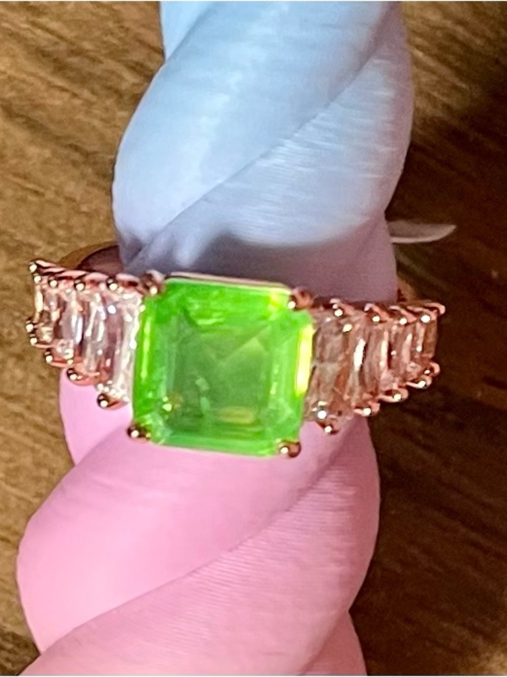 BP Retro August Birthday Never Stop Shining Peridot Ring with Baguette Accents